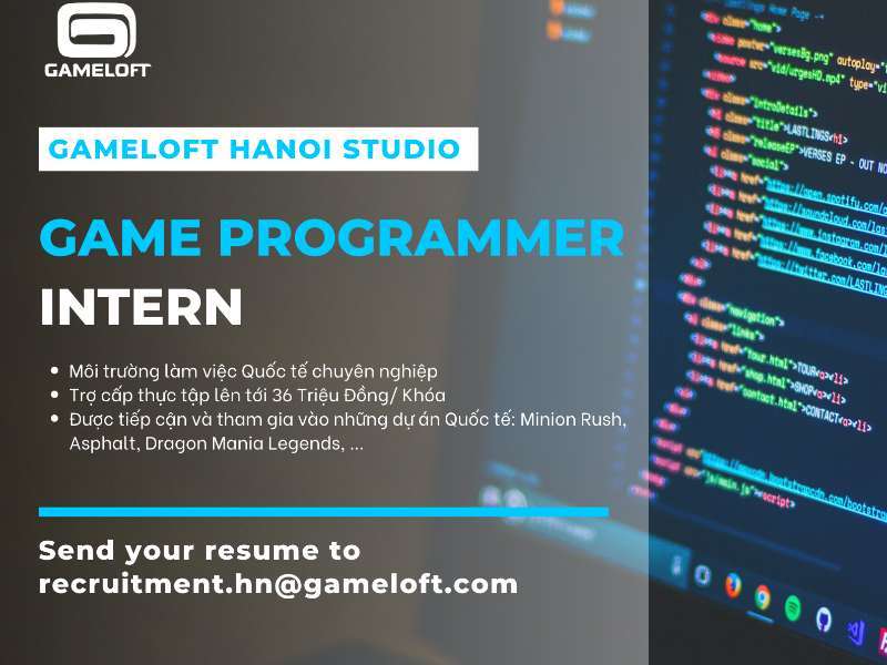 Công ty Gameloft tuyển thực tập sinh lập trình game năm 2022