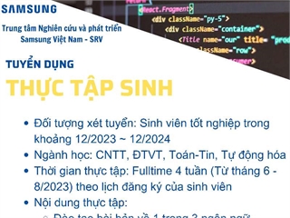 SAMSUNG SRV - CHƯƠNG TRÌNH THỰC TẬP SINH KỲ HÈ 2023