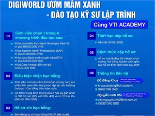 Chương trình học bổng "Digiworld Uơm mầm xanh - Đào tạo Kỹ sư lập trình" năm 2025