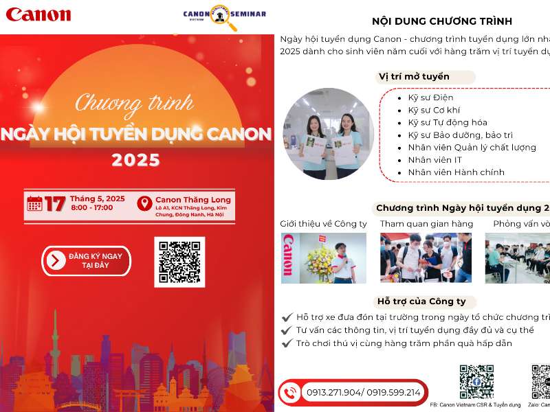 Cơ hội vàng khởi đầu sự nghiệp tại Tập đoàn toàn cầu - Ngày hội tuyển dụng CANON 2025