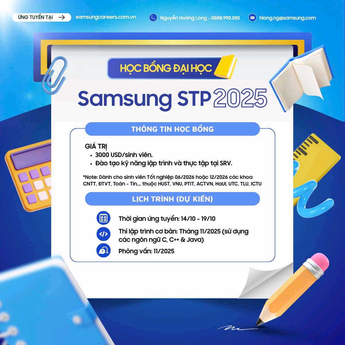 Chương trình Học bổng Tài năng Samsung – STP 2025