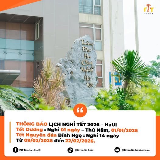 Thông báo Lịch nghỉ Tết năm 2026 HaUI