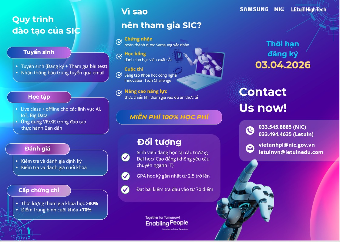 Thông báo mở đăng ký chương trình Samsung Innovation Campus 2026