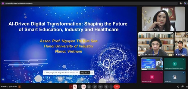 PGS.TS. Nguyễn Thị Kim Sơn cùng sinh viên Trường CNTT&TT, Đại học Công nghiệp Hà Nội tham dự và trình bày báo cáo trực tuyến tại Hội nghị quốc tế AI Utkarsh 2026 (Ấn Độ)