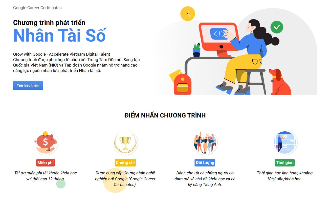 Đăng ký tham gia Chương trình Phát triển Nhân tài số (Google Career Certificates – GCC) năm 2026