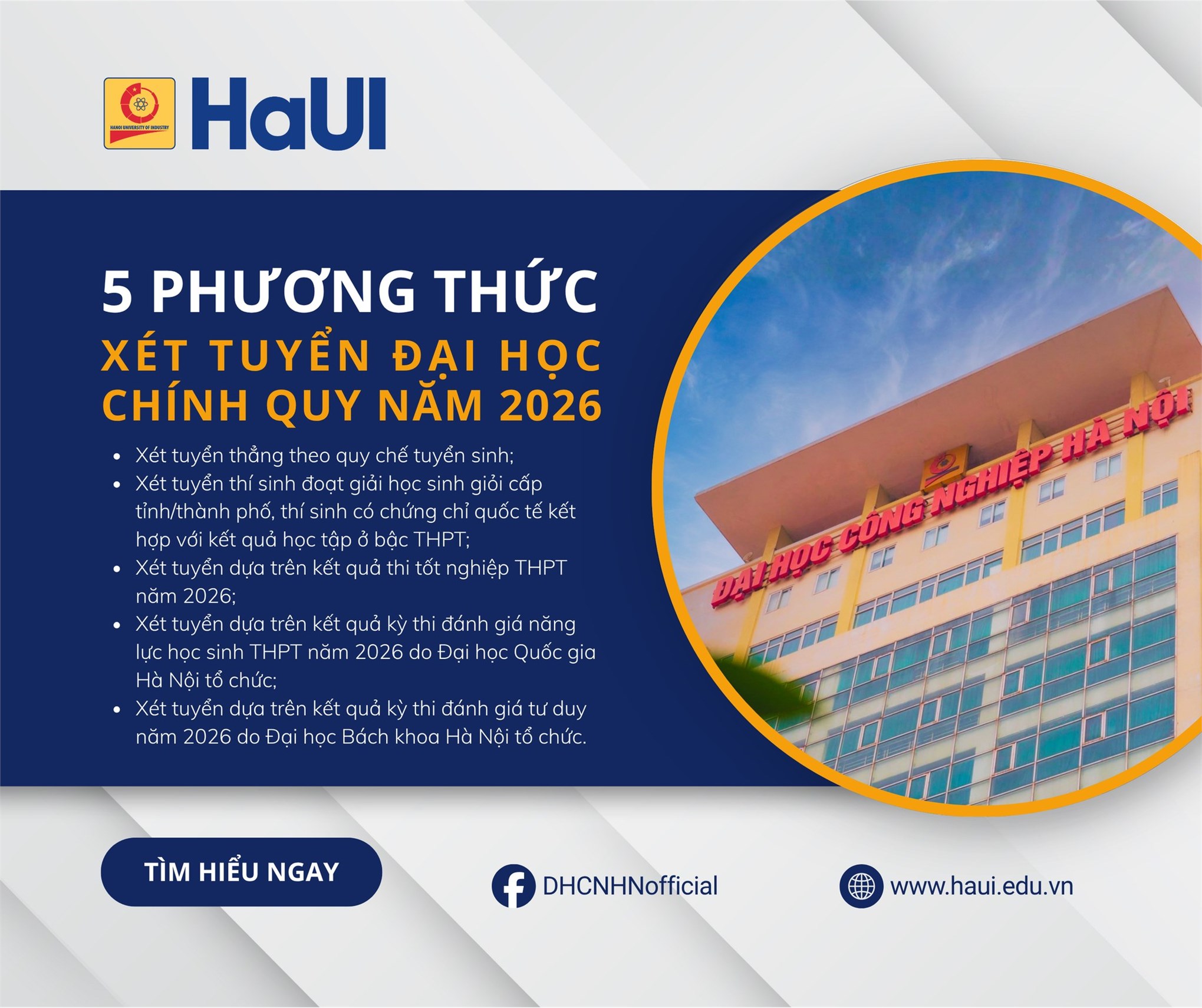 Thông tin xét tuyển Đại học chính quy tại Đại học Công nghiệp Hà Nội