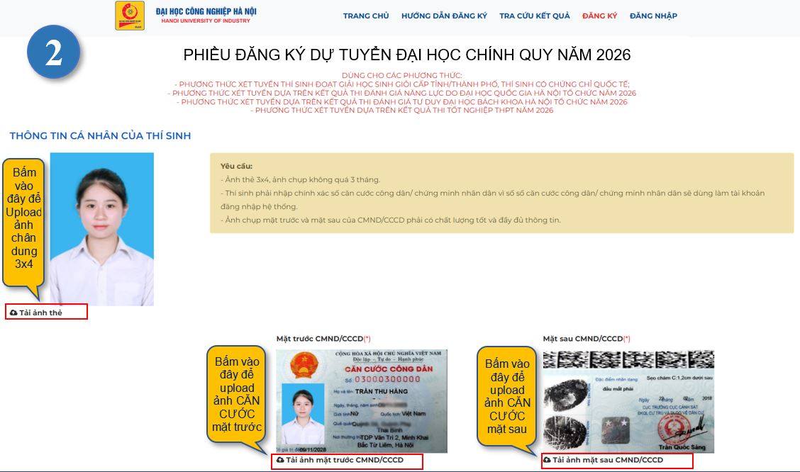 Hướng dẫn đăng ký xét tuyển đại học chính quy năm 2026 trên hệ thống của Đại học Công nghiệp Hà Nội