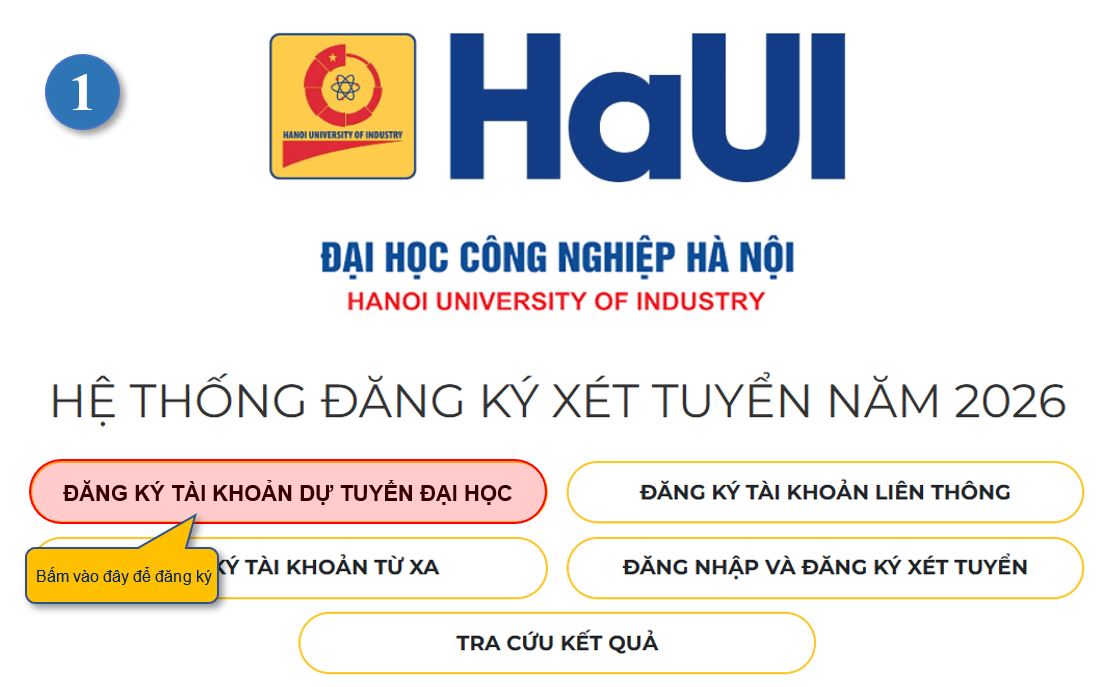 Hướng dẫn đăng ký xét tuyển đại học chính quy năm 2026 trên hệ thống của Đại học Công nghiệp Hà Nội
