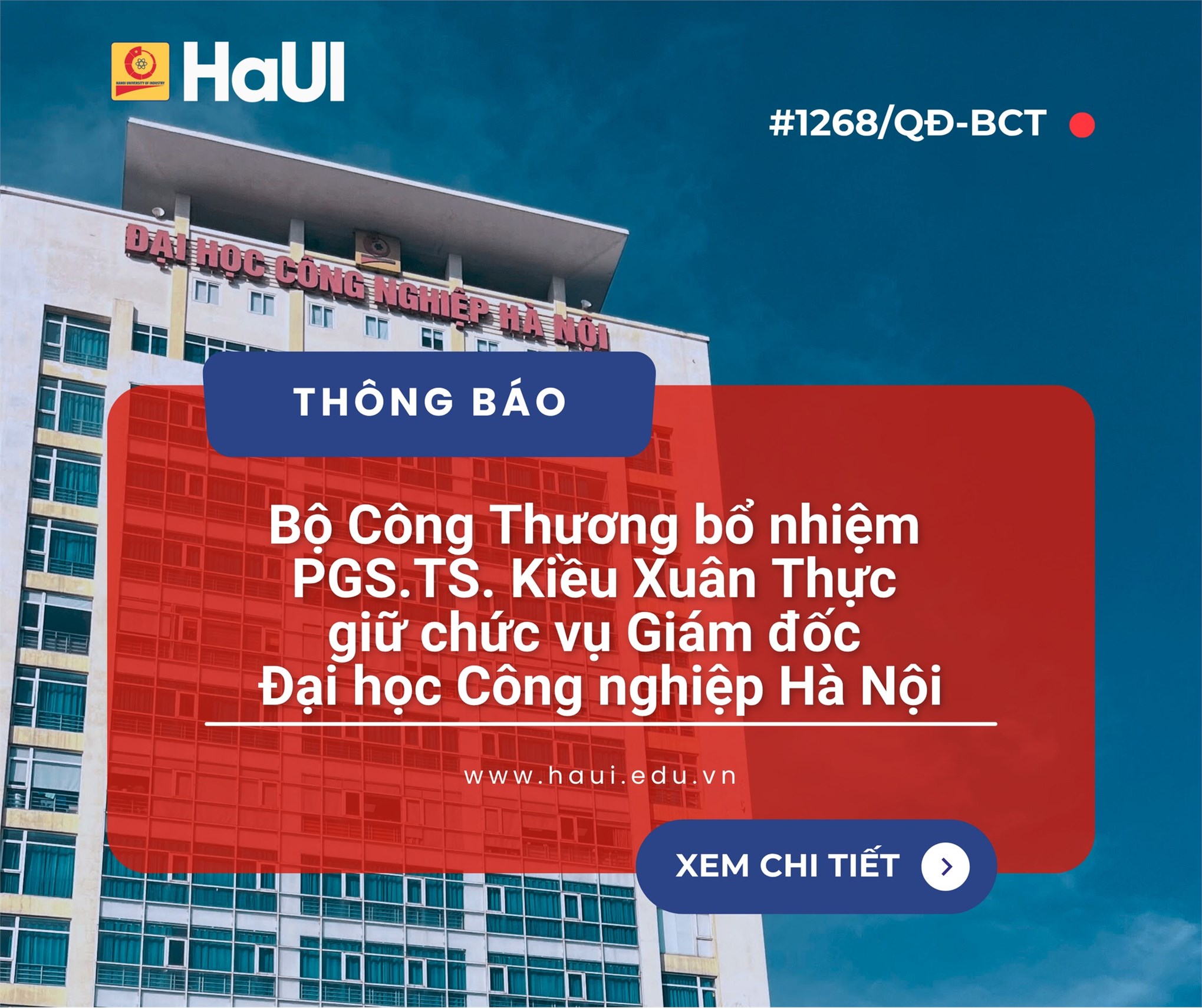 Thông báo về việc bổ nhiệm Ban Giám đốc Đại học Công nghiệp Hà Nội