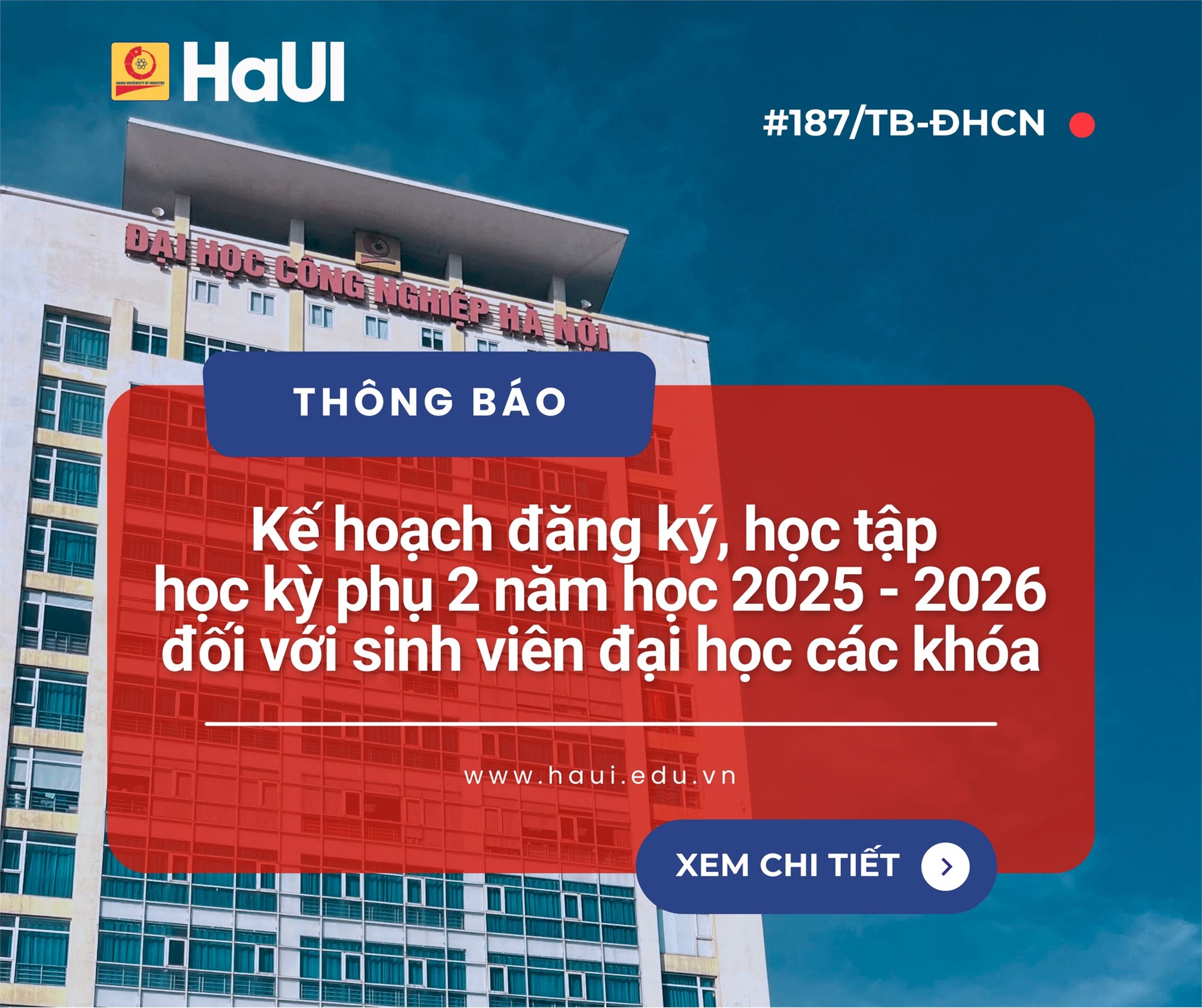 Kế hoạch đăng ký và học tập học kỳ phụ 2 năm học 2025 – 2026