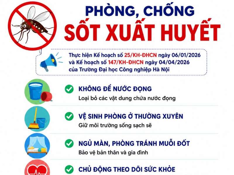 Trường Đại học Công nghiệp Hà Nội triển khai kế hoạch phòng, chống dịch bệnh năm 2026