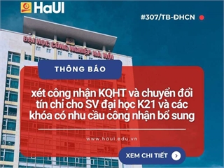 HaUI thông báo xét công nhận kết quả học tập và chuyển đổi tín chỉ cho sinh viên
