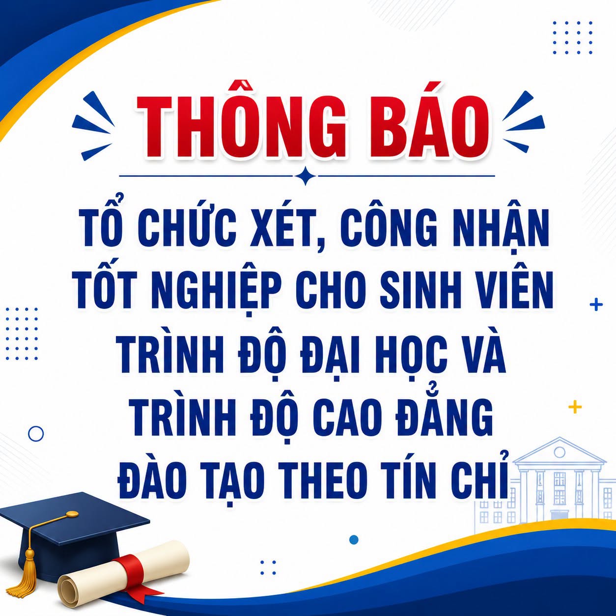 Thông báo về việc xét và công nhận tốt nghiệp đợt tháng 7 năm 2026