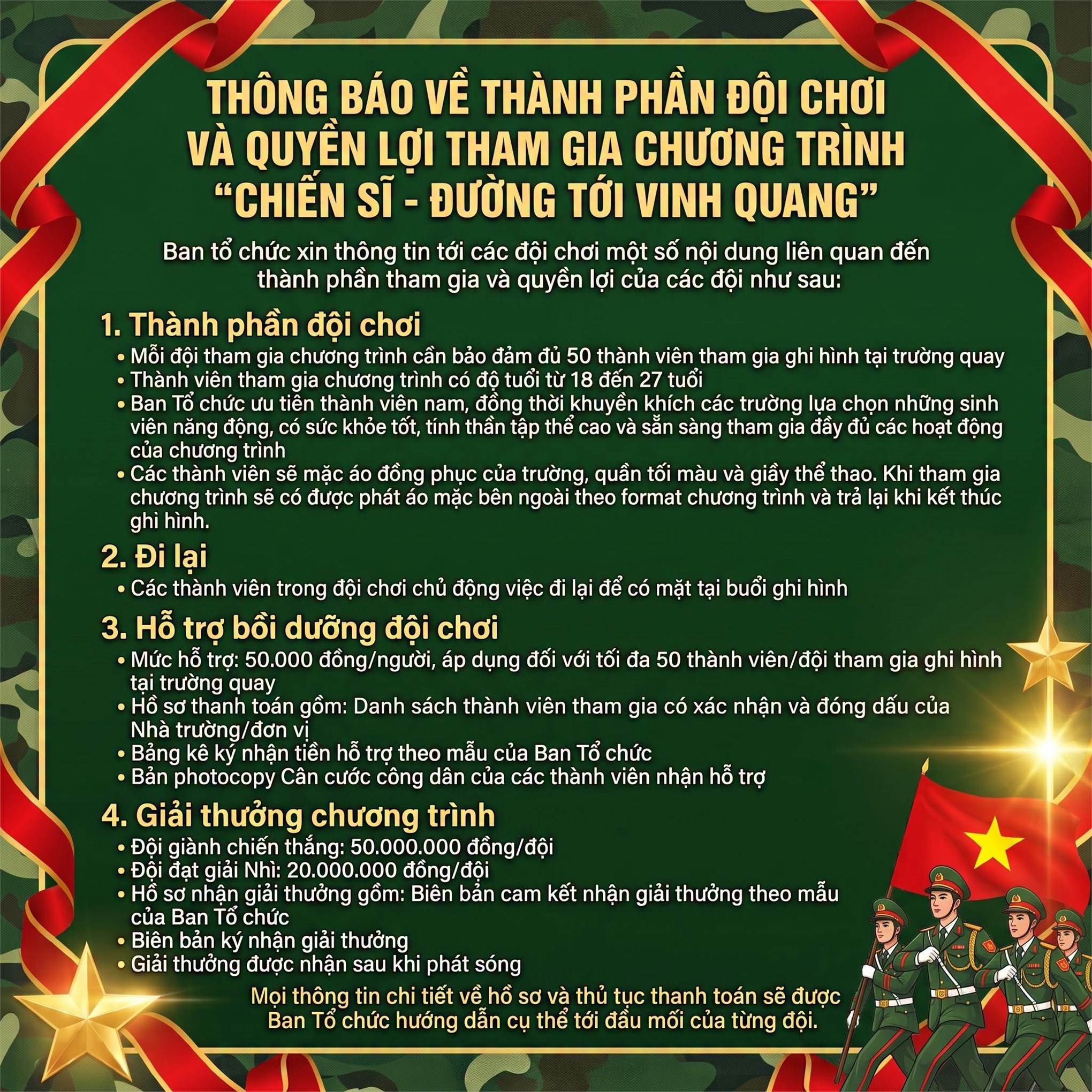 Tuyển chọn sinh viên tham gia chương trình truyền hình `Chiến sĩ – Đường tới Vinh quang` năm 2026