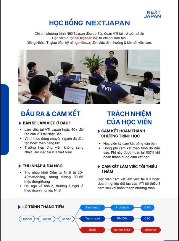 Học bổng 100% NEXTJapan: Lộ trình đào tạo IT và kết nối việc làm tại Nhật Bản dành cho sinh viên SICT