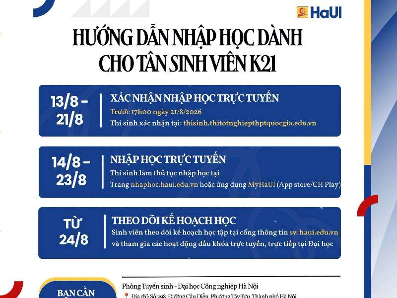 Hướng dẫn nhập học trực tuyến dành cho tân sinh viên năm 2026