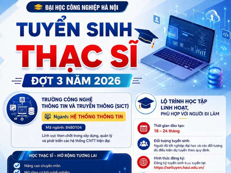 Đại học Công nghiệp Hà Nội tuyển sinh thạc sĩ đợt 3 năm 2026