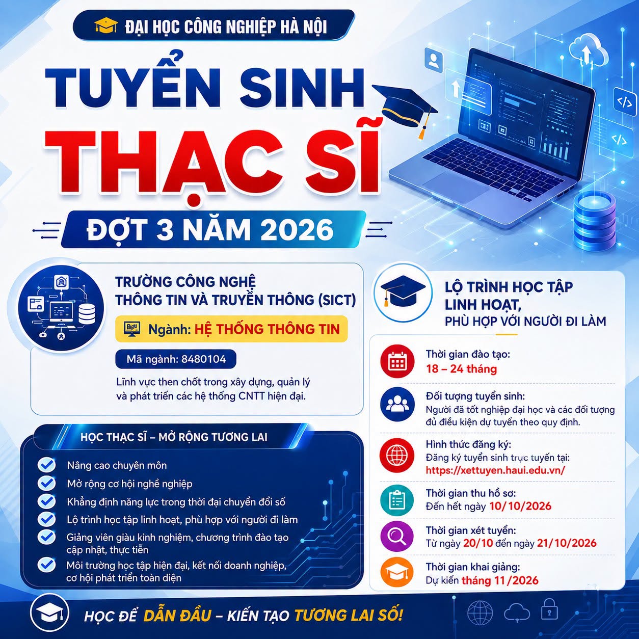 Đại học Công nghiệp Hà Nội tuyển sinh thạc sĩ đợt 3 năm 2026