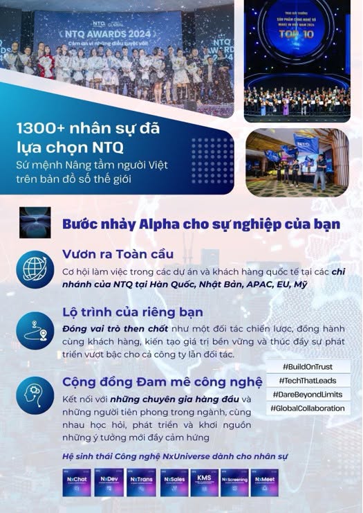 NTQ Solution tuyển dụng thực tập sinh Data Collection – Cơ hội bước vào lĩnh vực AI/Robotics