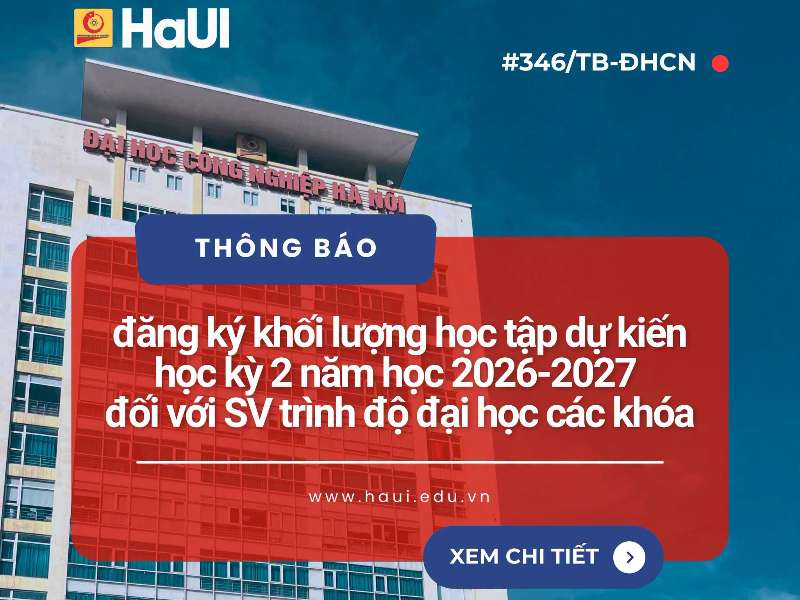Thông báo đăng ký khối lượng học tập dự kiến học kỳ 2 năm học 2026–2027