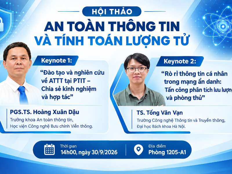 Thông báo tổ chức Hội thảo “An toàn thông tin và tính toán lượng tử”